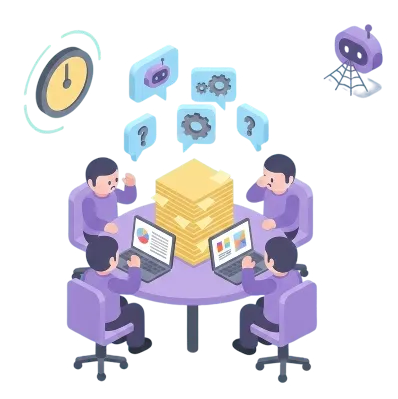 Business team discussing AI strategy